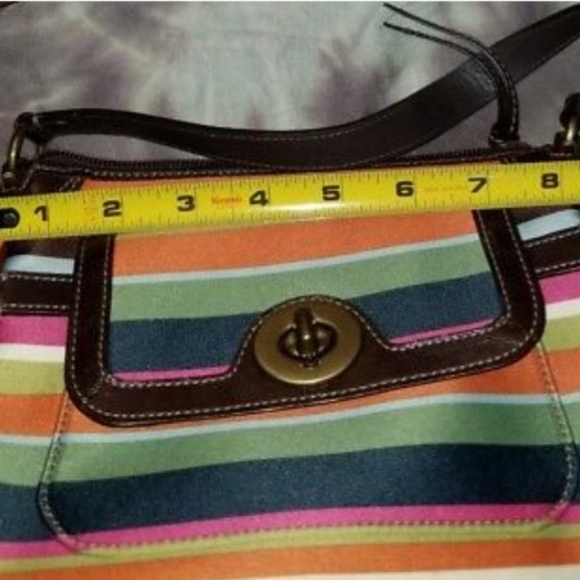 Coach legacy satchel satin striped rainbow handbag purse 41852 retired - Picture 11 of 12